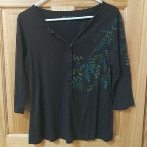 Eddie Bauer 3/4 sleeve brown top